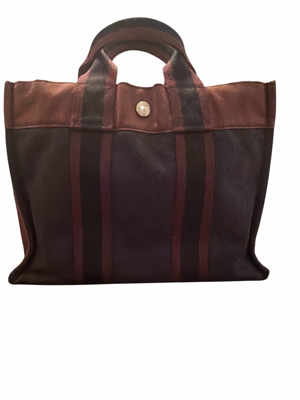 Hermès Fourre Tout PM Tote Burgundy Navy Canvas Vintage France